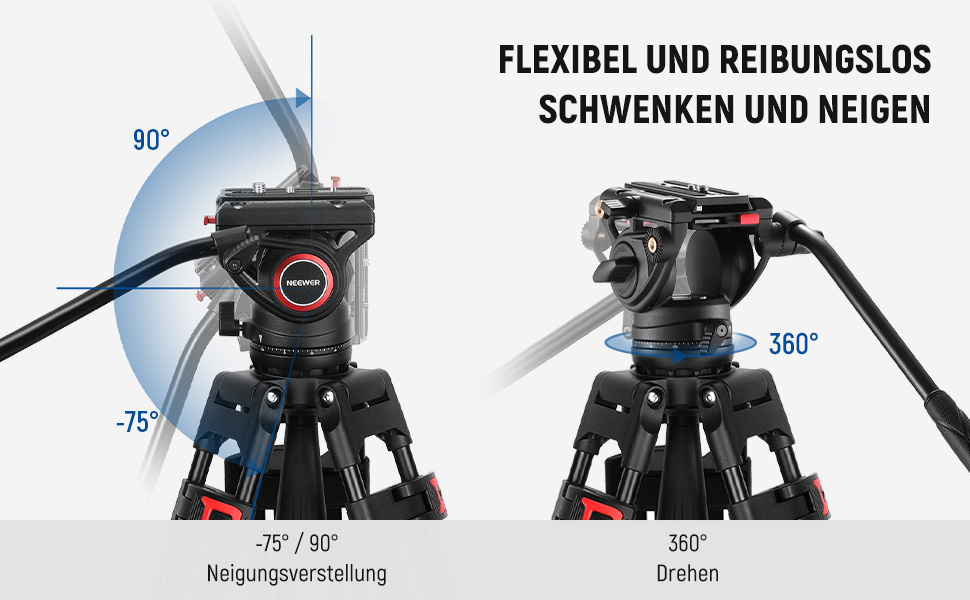 NEEWER Професійний штатив для відео 74' з Fluid-головкою, QR-платівкою, сумісний з DJI RS, для DSLR, максимальне навантаження 8 кг