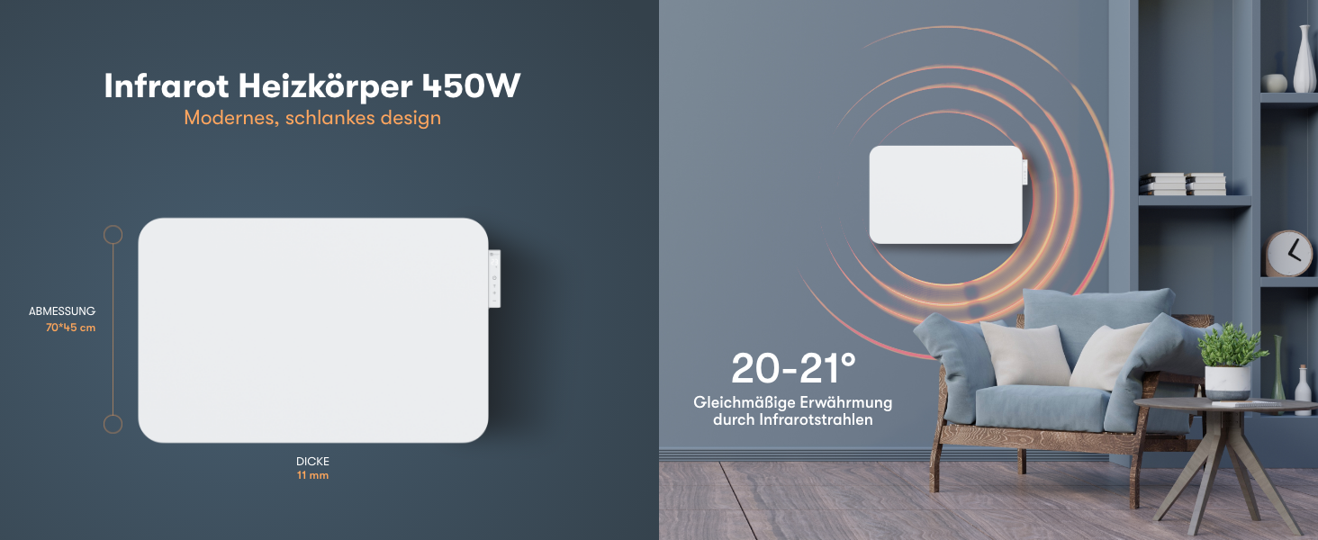 Інфрачервовий обігрівач BR Bringer 450 Вт з Wi-Fi, термостатом та пультом керування, для дому та офісу до 10 м² - німецька якість