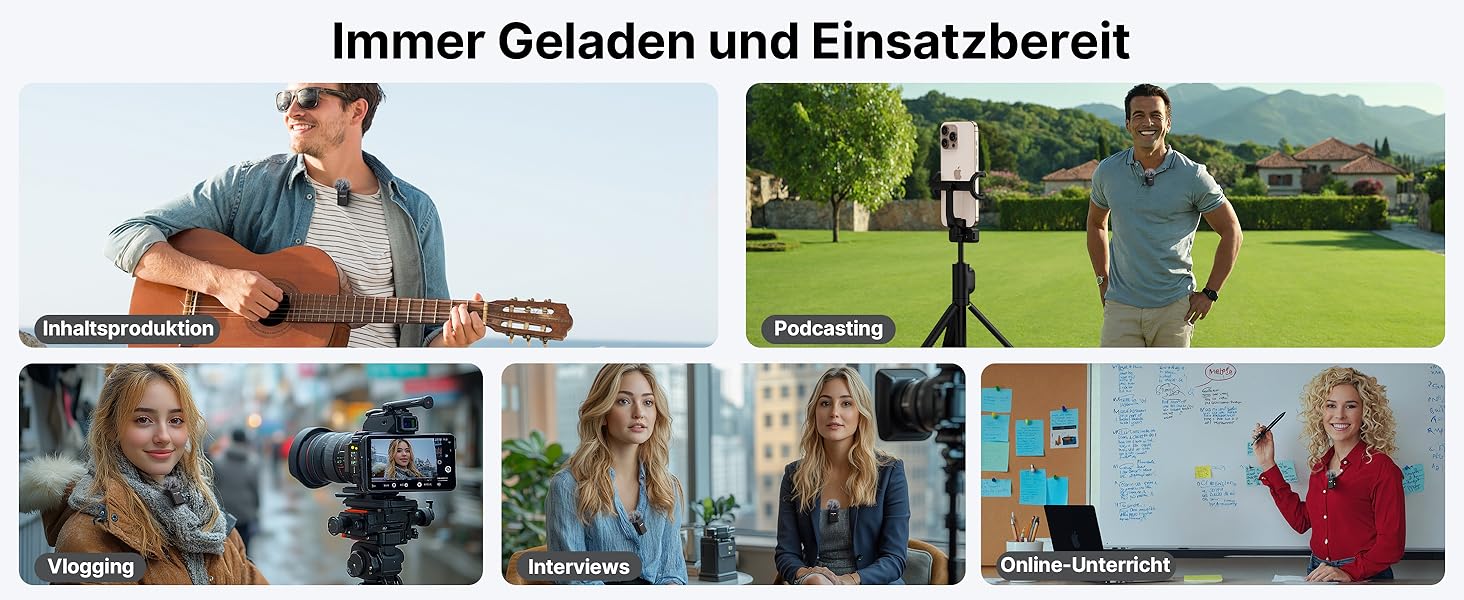 Бездротове петличне мікрофону FULAIM X6S для iPhone, Android, з AI-шумопоглинанням, 48 кГц/24 біт, з кейсом для зарядки та зберігання, для відеозйомки та Vlogging