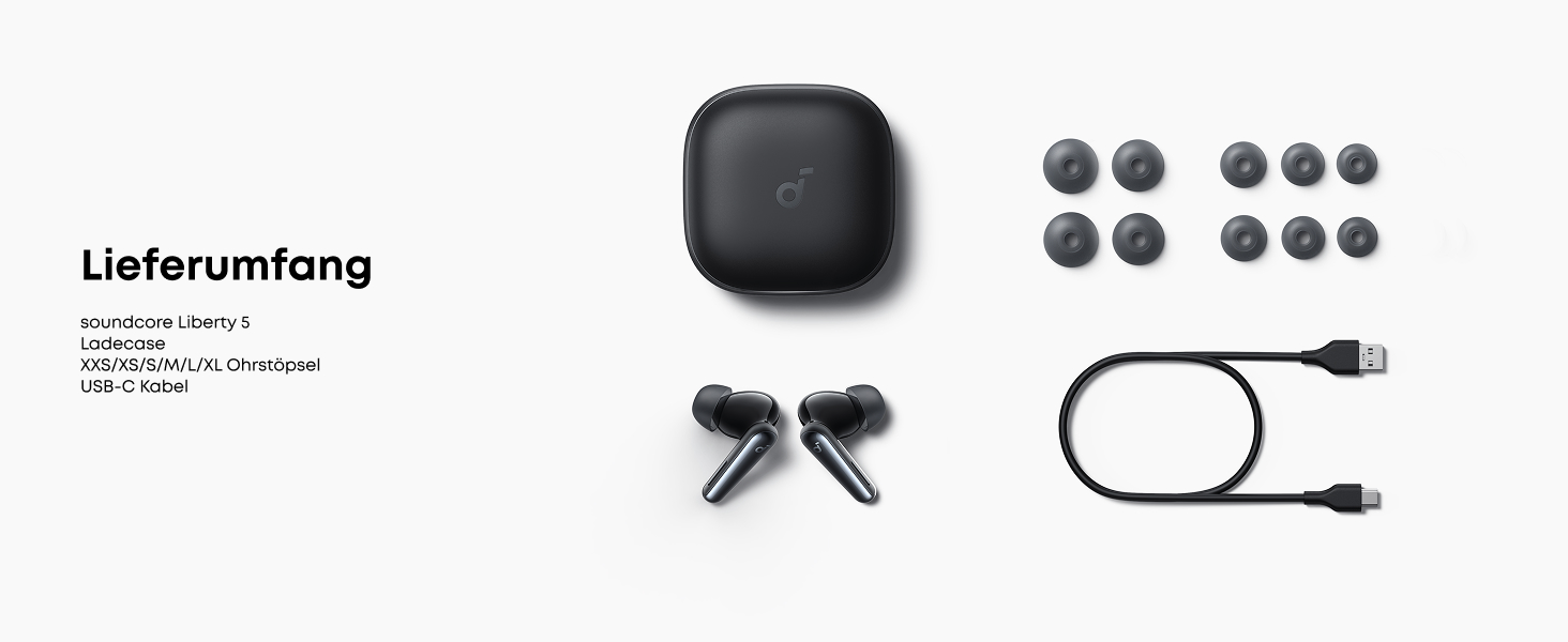 Soundcore Liberty 5: Бездротові навушники з активним шумозаглушенням (ANC) та Dolby Audio, Чорний