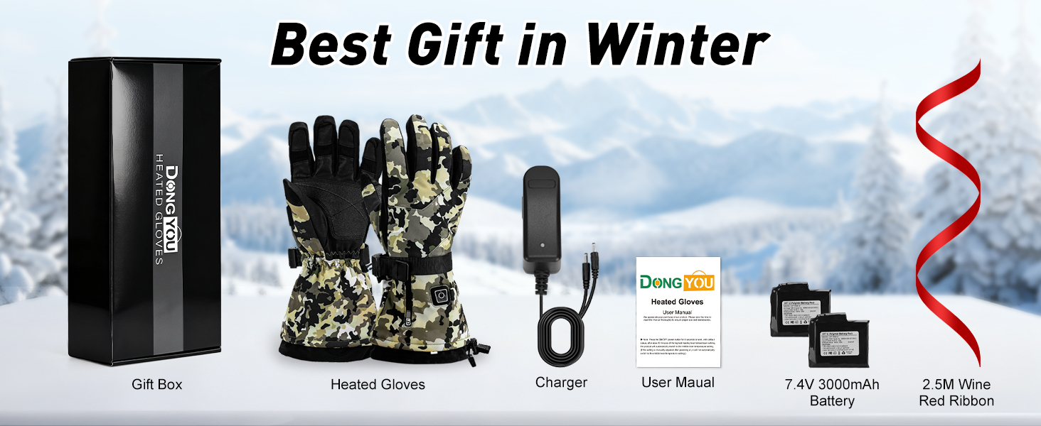 Греючі рукавиці для чоловіків та жінок, 7.4V 3000mAh, акумулятор, сенсорний екран, для катання на лижах, кемпінгу, їзди на велосипеді, 3 рівні нагріву