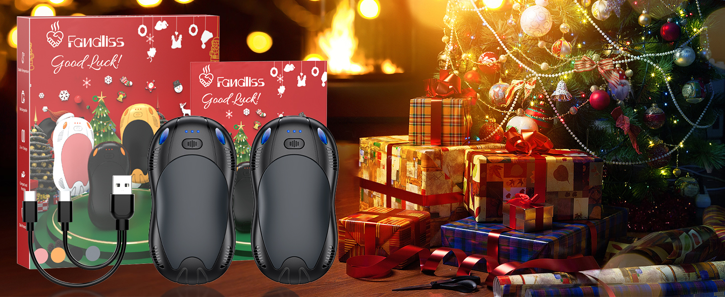 Електричний грілка для рук з акумулятором 10000mAh, 2 шт., з двостороннім нагрівом, USB, 3 режими, для кемпінгу та відпочинку на природі