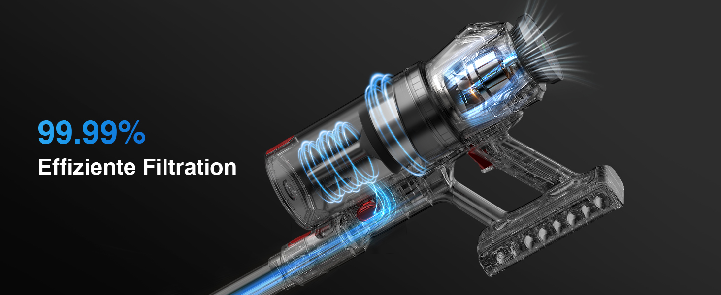 Бездротовий акумуляторний пилосос 45000Pa/550W/65хв, об'єм 1,6л з дисплеєм, антизаплутана щітка, самостійна парковка, док-станція на стіні, 8-шарова фільтрація, тихий, для шерсті тварин/килимів/твердих поверхонь/автомобіля (червоний)