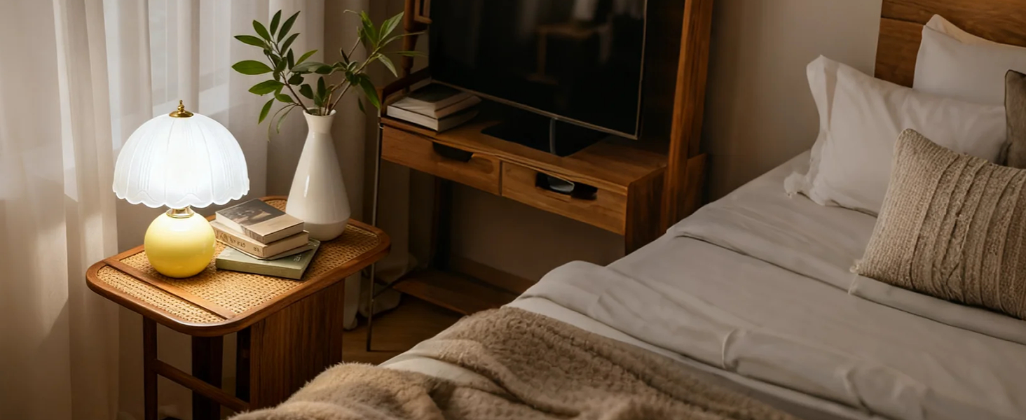 LED настільна лампа, невеликий скляний світильник з 3 режимами кольору, вінтажний приліжний світильник для вітальні та спальні