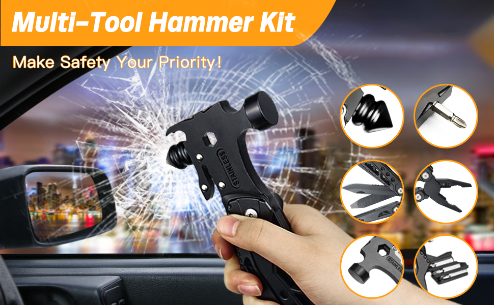 Мультитул 33 в 1 для чоловіків: молоток, плоскогубці, ніж, викрутка. Ідеальний для кемпінгу, надзвичайних ситуацій та виживання на природі