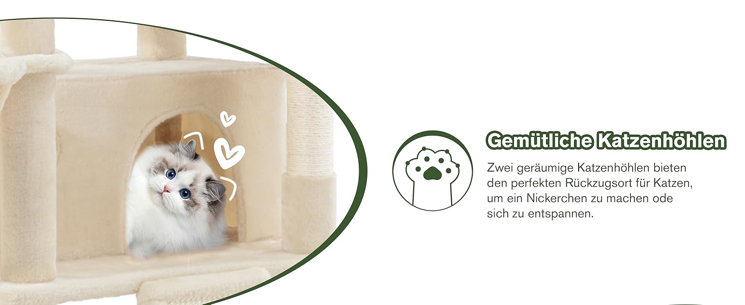 Котячий будиночок MUTICOR – великий когтетоп з декількома рівнями, 206 см, бежевий