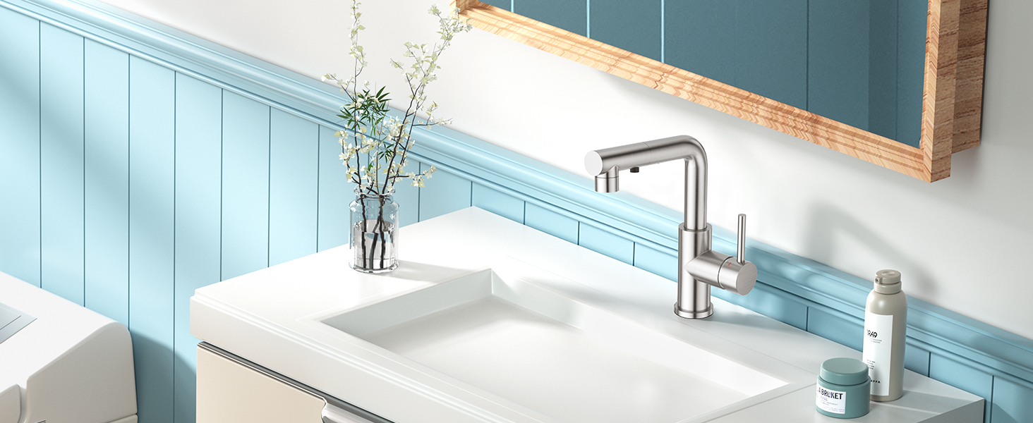 Кран кухонний CREA з 3 функціями, висувна лійка, поворот на 360°, матовий (з нержавіючої сталі)