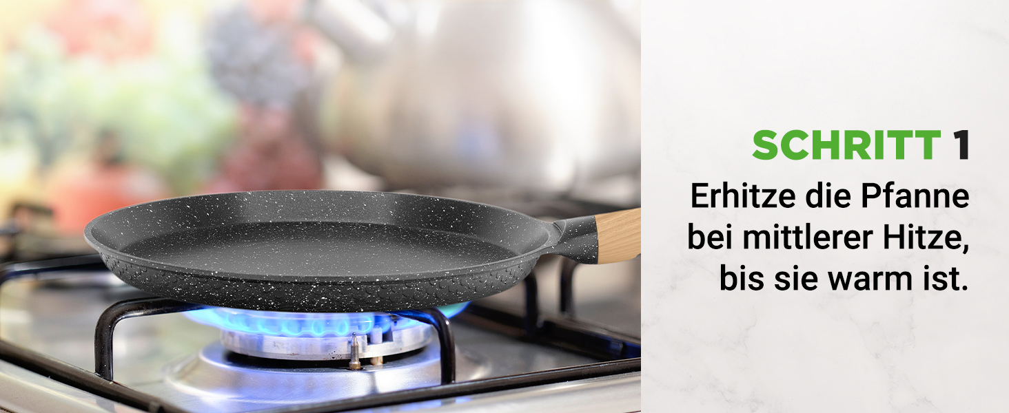 Сковорода для млинців Nutrichef з антипригарним мармуровим покриттям 23 см, індукція, алюміній, з дерев'яною лопаткою