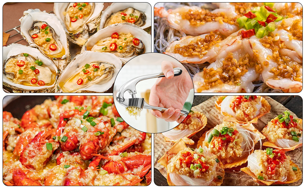 Прес для часнику з нержавіючої сталі, професійна кухня, подрібнювач часнику, легко миється та довговічний, сріблястий