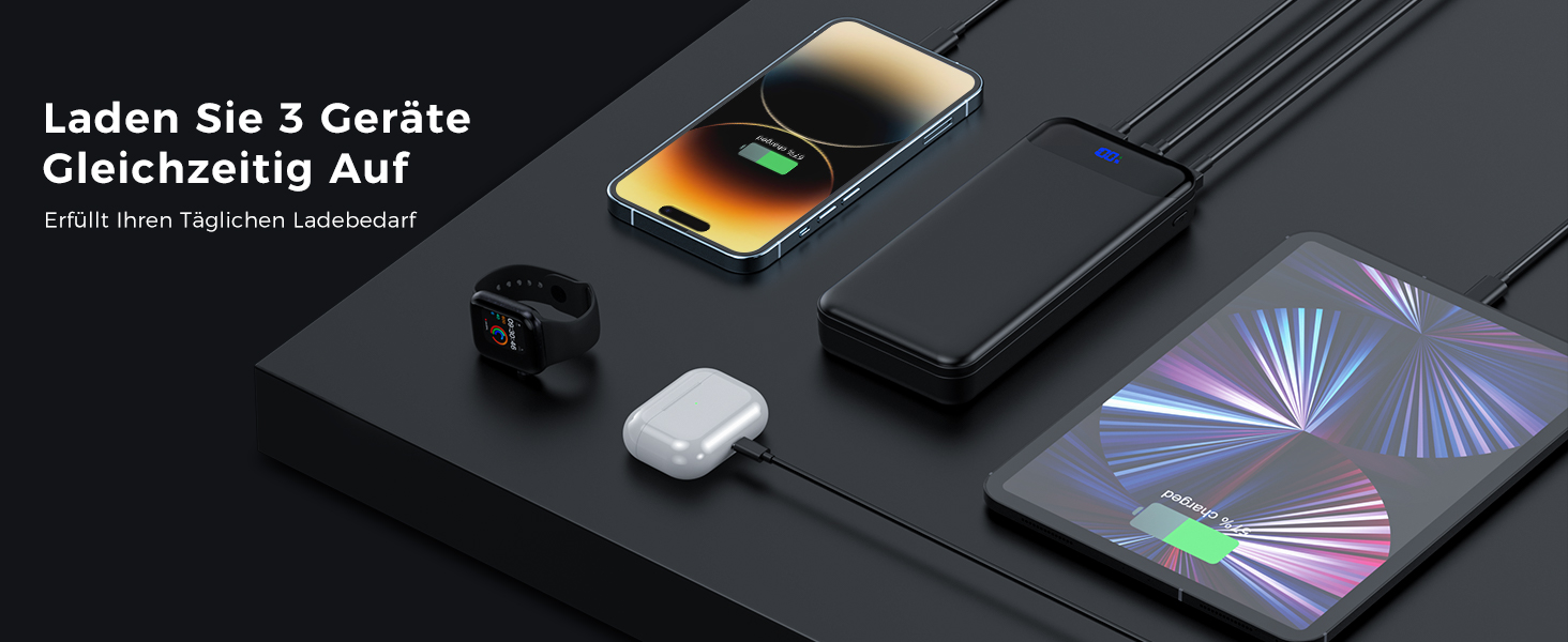 Power Bank Enerwow 27000mAh з PD 30W, USB-C, Digital Display - Зовнішній акумулятор для iPhone 15/14/13/12 Pro Max та інші пристрої