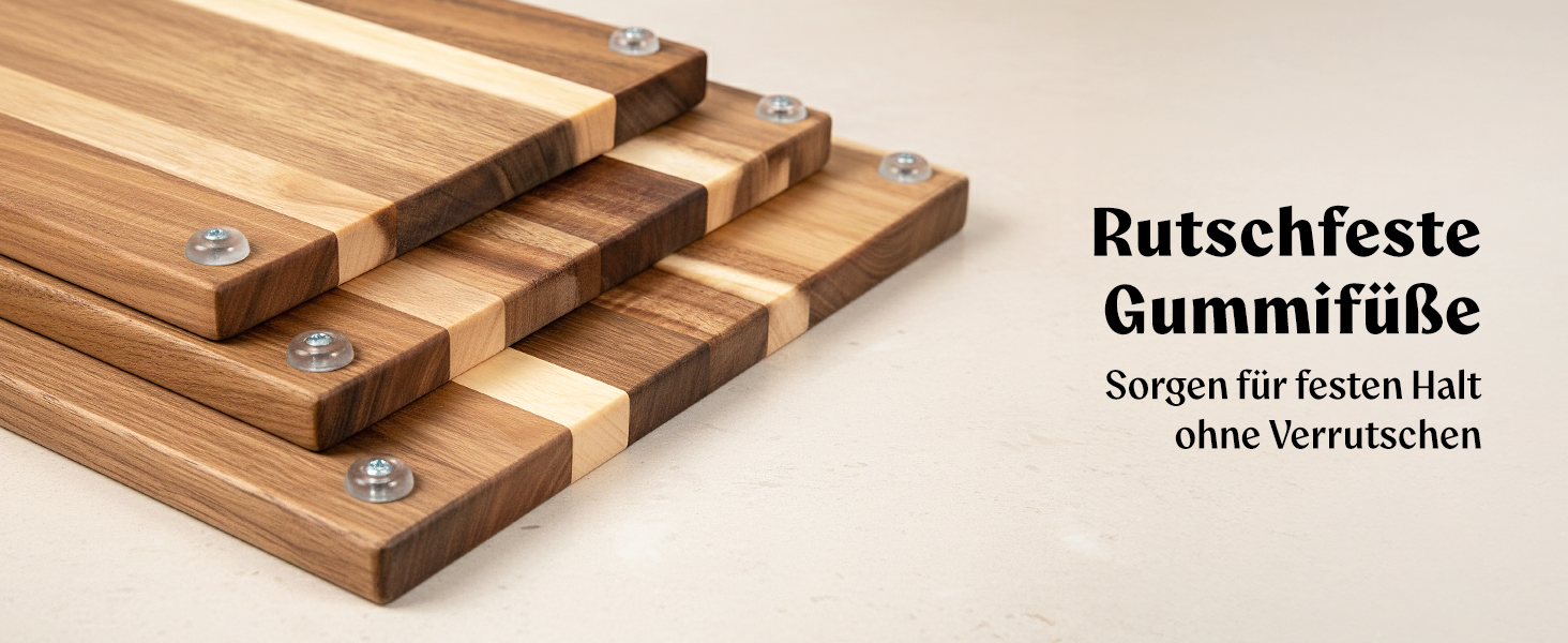 Набір дерев'яних обробних дощок 3 шт. з акціїї (40x30см / 33x24см / 26x18см) - дерев'яні дошки для кухні з канавкою для соку, преміум якість