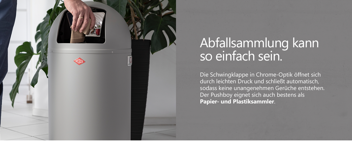 Відро Wesco Pushboy рожеве, 50 л, нержавіюча сталь, знімний внутрішній контейнер, порошкове покриття