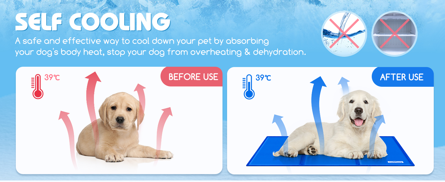 Кühlmatte Nobleza - Самостійно охолоджуючий килимок для собак, котів, цуценят. Розмір 65x50 см, блакитний.