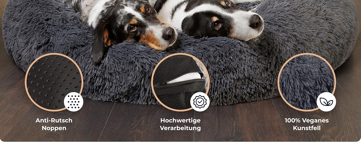 Belune® Лежанка для собак [знімний, washable cover] - Оригінал - [L, 100 см, темно-сірий] Корзина для собак, ліжко для котів, лежанка для собак, м'яка лежанка для собак великих, середніх та маленьких собак L (100 см) Темно-сірий