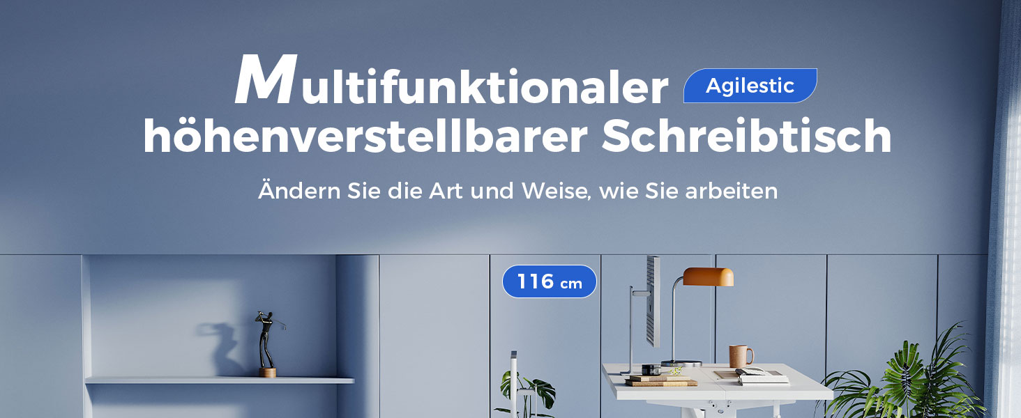 Регульований стіл Agilestic 100x60 см, електричний з пам'яттю, ергономічний, для комп'ютера, білий