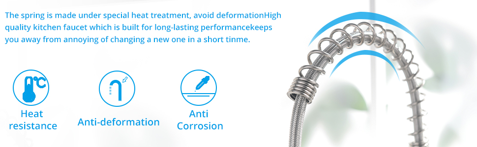 Кухонний змішувач AIMADI висувний, високотискний, з 2 режимами (струя та розпилення), поворотний на 360°, однорідний, для кухонної мийки (з нержавіючої сталі)