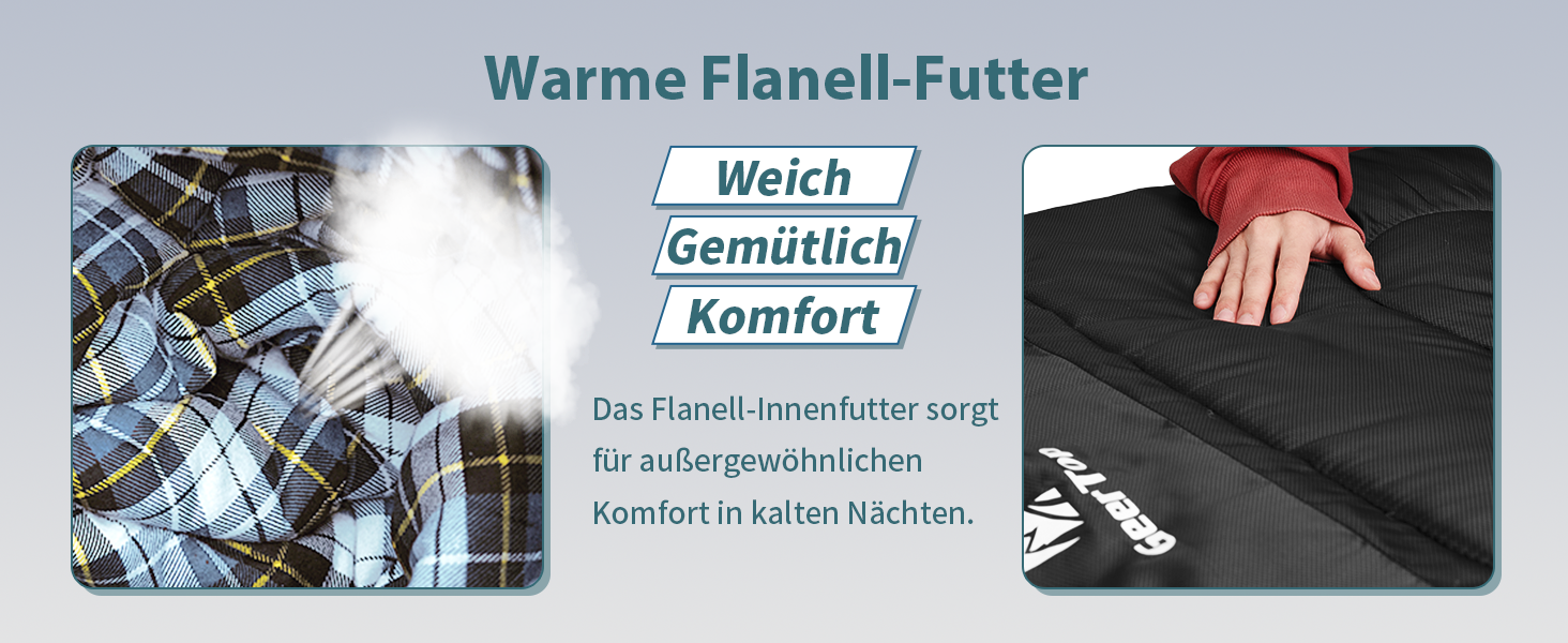 Сплячий мішок GEERTOP XXL для 4 сезонів, фланелевий, 220x100 см, для дорослих, кемпінг, подорожі, піші прогулянки (чорний з червоною клітинкою)