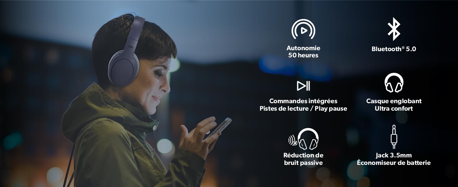 Бездротові навушники T'nB, складні, з пасивною шумоізоляцією, Bluetooth, стерео, мікрофон, до 30 годин роботи, зелено-блакитні