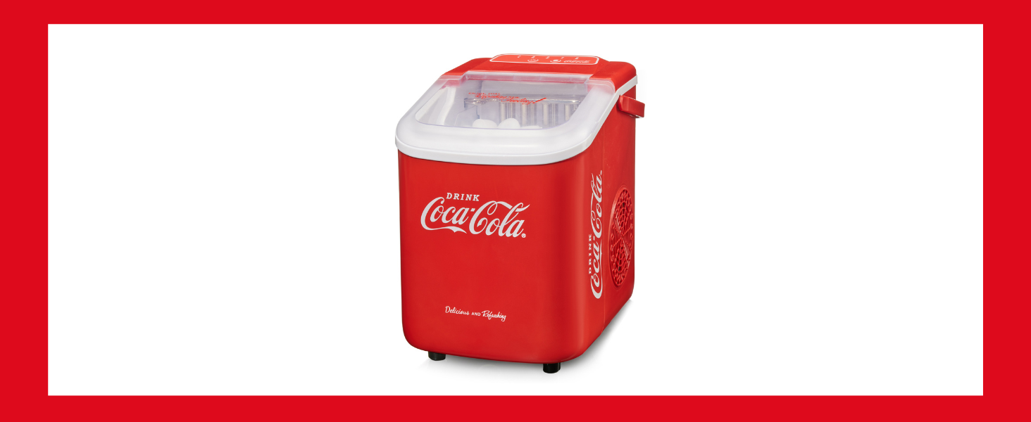 Машина для приготування льоду Salco Coca Cola – 10 кг на день, червоний колір, для коктейлів та вечірок