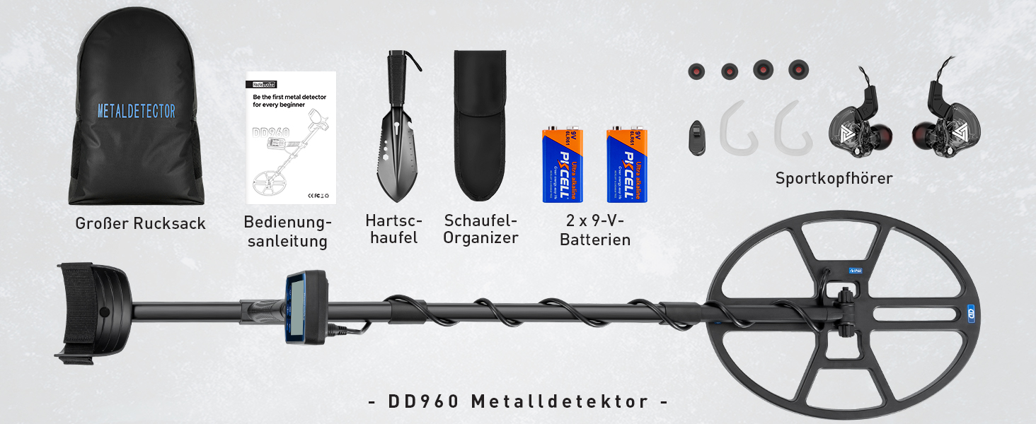 Професійний металошукач Metalldetektor Professional з водонепроникною DD-котушкою 14'' та широким діапазоном сканування, з функцією Pinpoint, глибиною виявлення 33 см, 4 режими, для дорослих, синій