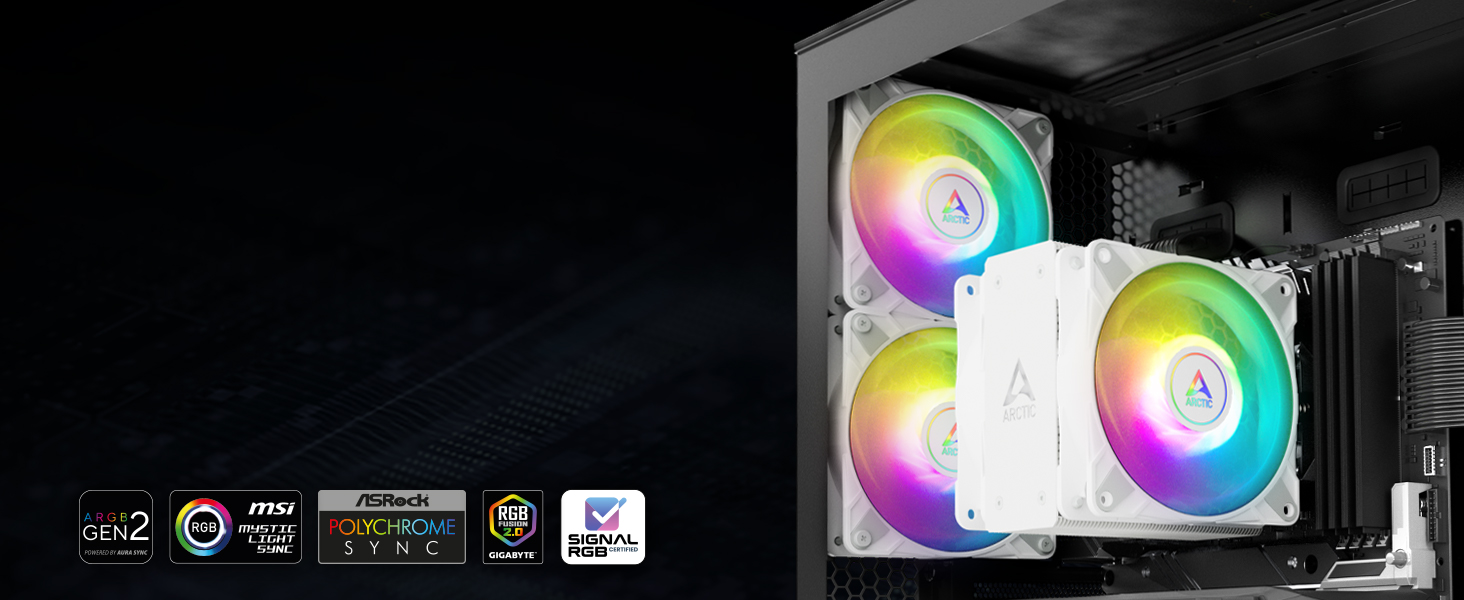 ARCTIC Freezer 36 A-RGB: Кулер для CPU з Push-Pull вентиляторами та RGB підсвіткою для Intel/AMD, Single-Tower, 2 вентилятори 120 мм, 200-2000 rpm, гідродинамічне підшипник, з термопастою MX-6 (білий)