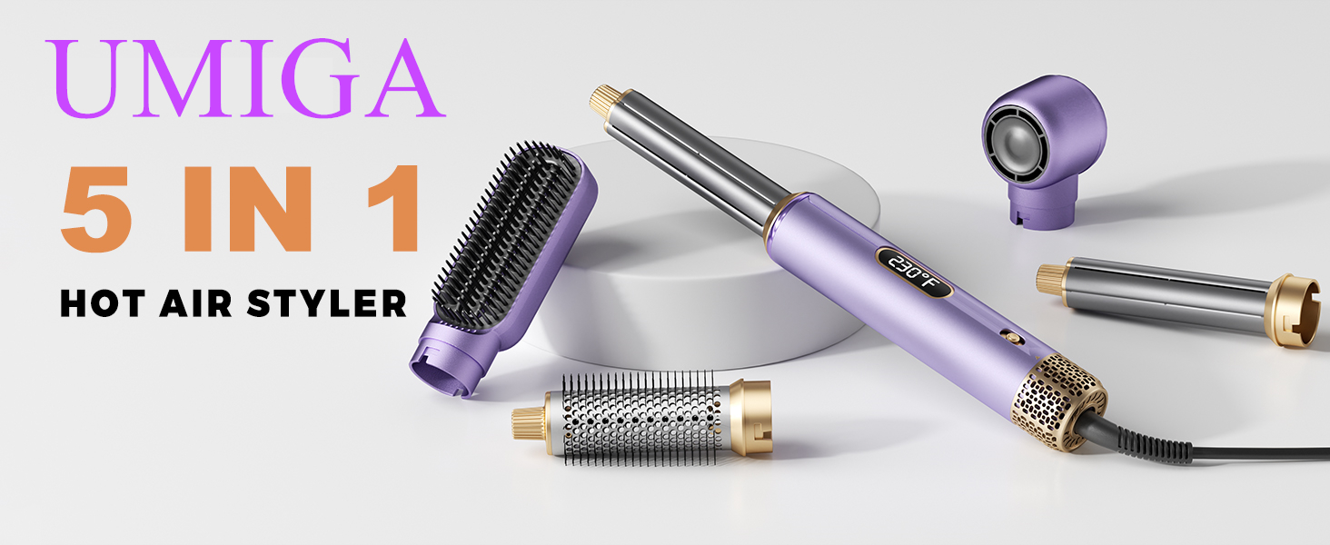 Фен-щітка Pro Airstyler 5 в 1: 1000W, іонізація, 30мм насадка для локонів, сушка, укладка, випрямлення. Violet