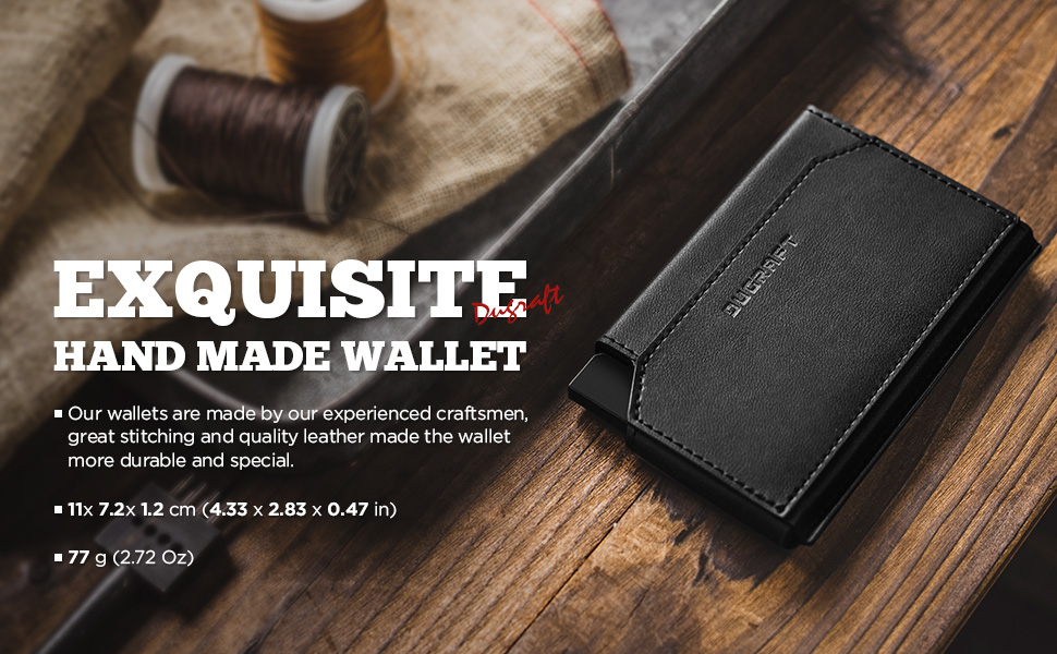 Чоловічий мінімалістичний гаманець Dugraft з віконцем для ID, RFID-захистом, на 5-8 карт та гроші, чорний