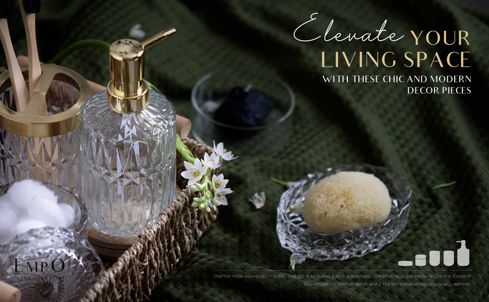 Диспенсер для мила скляний EMPO з ABS-помпом коричневого кольору для кухні та ванної кімнати