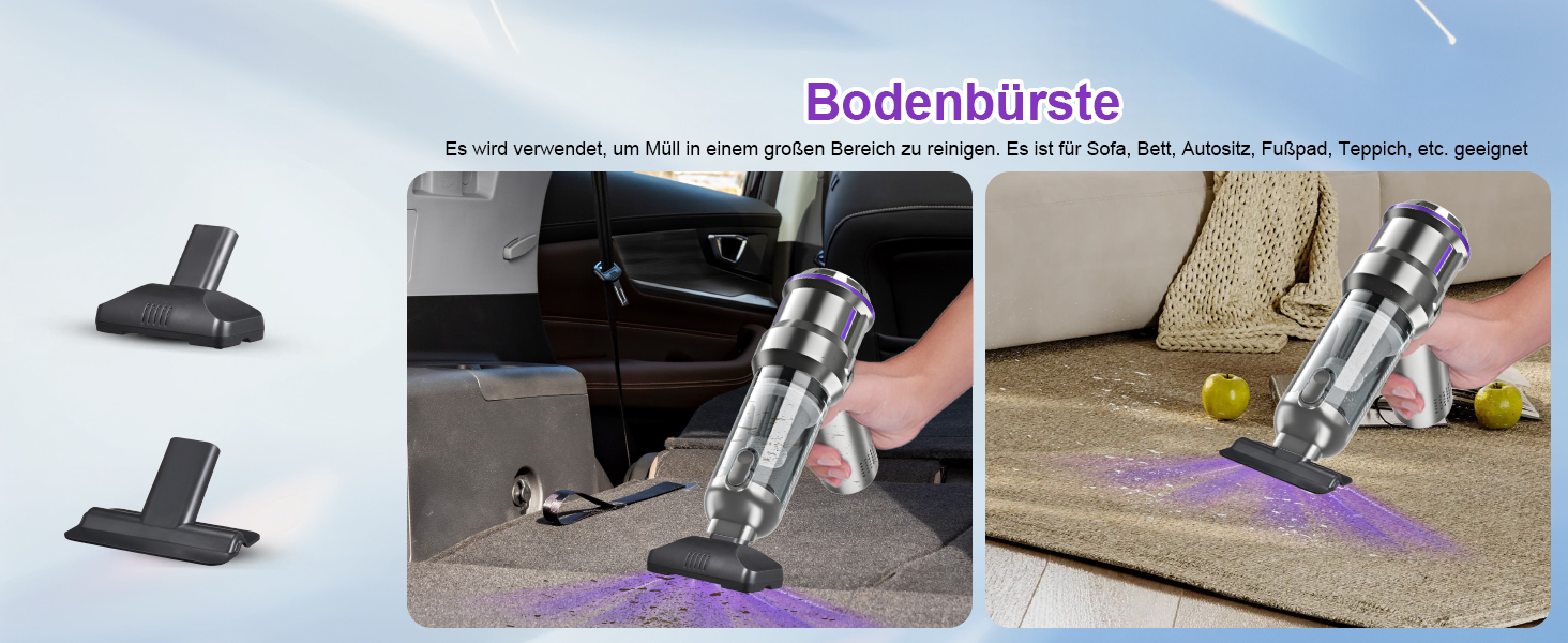 Бездротовий ручний пилосос RABIGALA 4-в-1, 25000PA, акумуляторний, для автомобіля та дому, електропілювач, фіолетовий