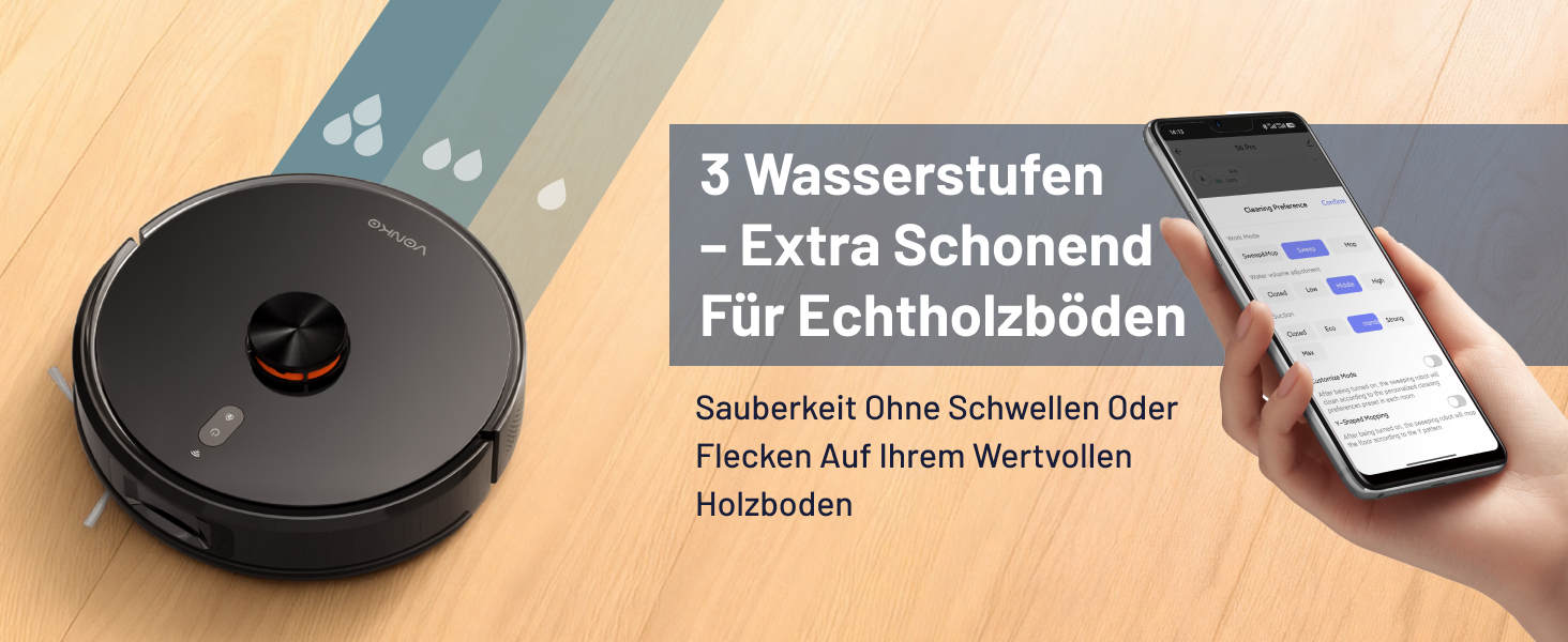 Робот-пилосос VONKO S6 Pro з функцією миття та док-станцією, 6000Pa, LiDAR 2.0, 180 хв, для тварин та килимів