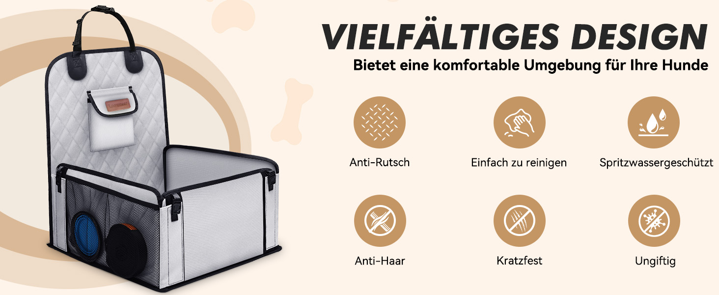 Автокрісло для собак: стабільне, водонепроникне, з підсиленими стінками та ременями безпеки, сіре