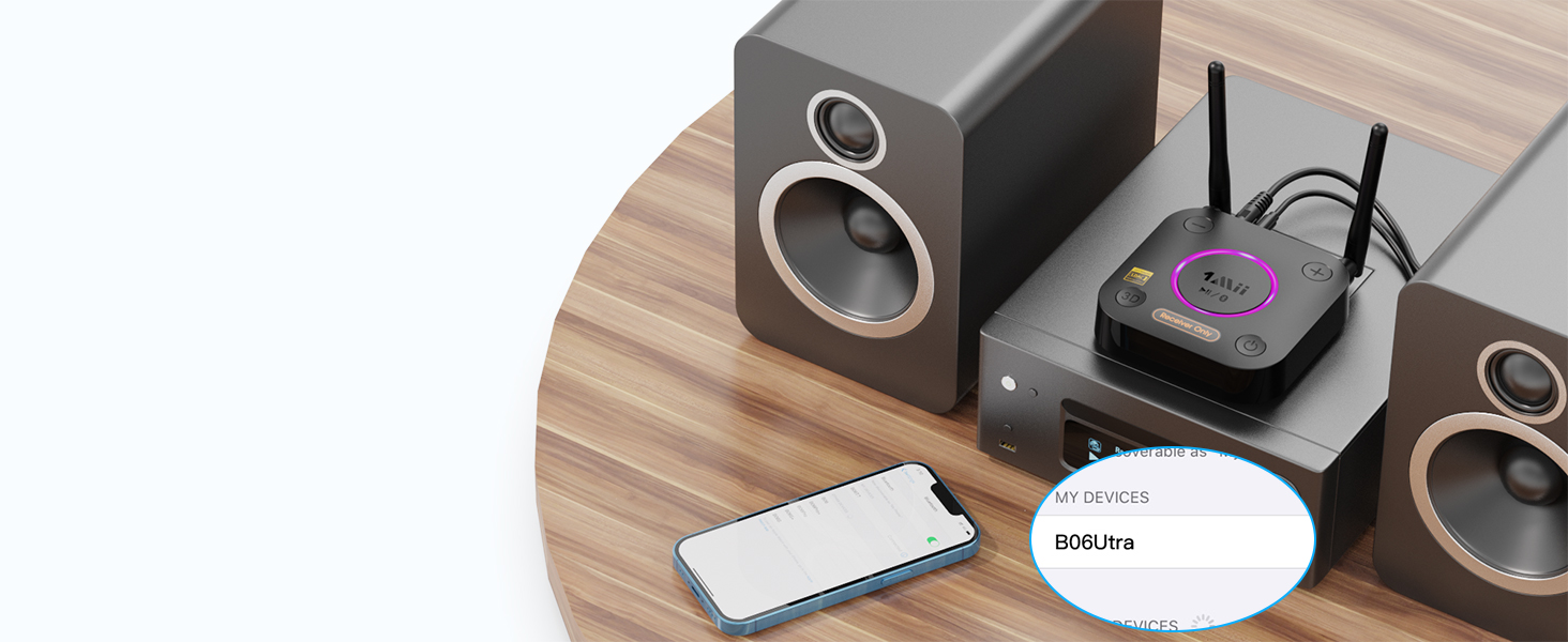 1Mii Bluetooth 5.1 Аудіо Адаптер з Низькою Затримкою aptX, 3D Surround, для Підсилювачів, Ламп, RCA AUX, Оптичний, Коаксіальний