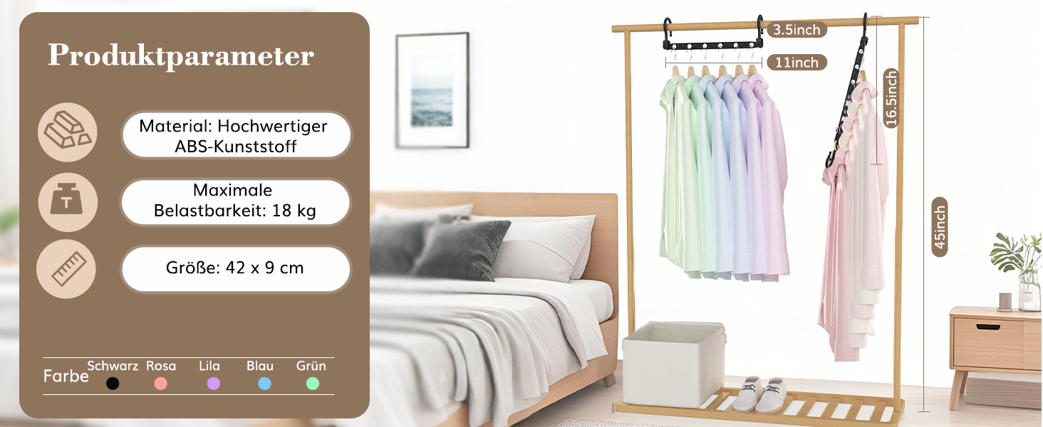 Набір вішалок для одягу Magic Hangers, 8 шт. з 6 отворами та 360° обертанням, міцні гачки для важкого одягу, органайзер для шафи, ідеально для студентів та дівчачих кімнат, чорного кольору