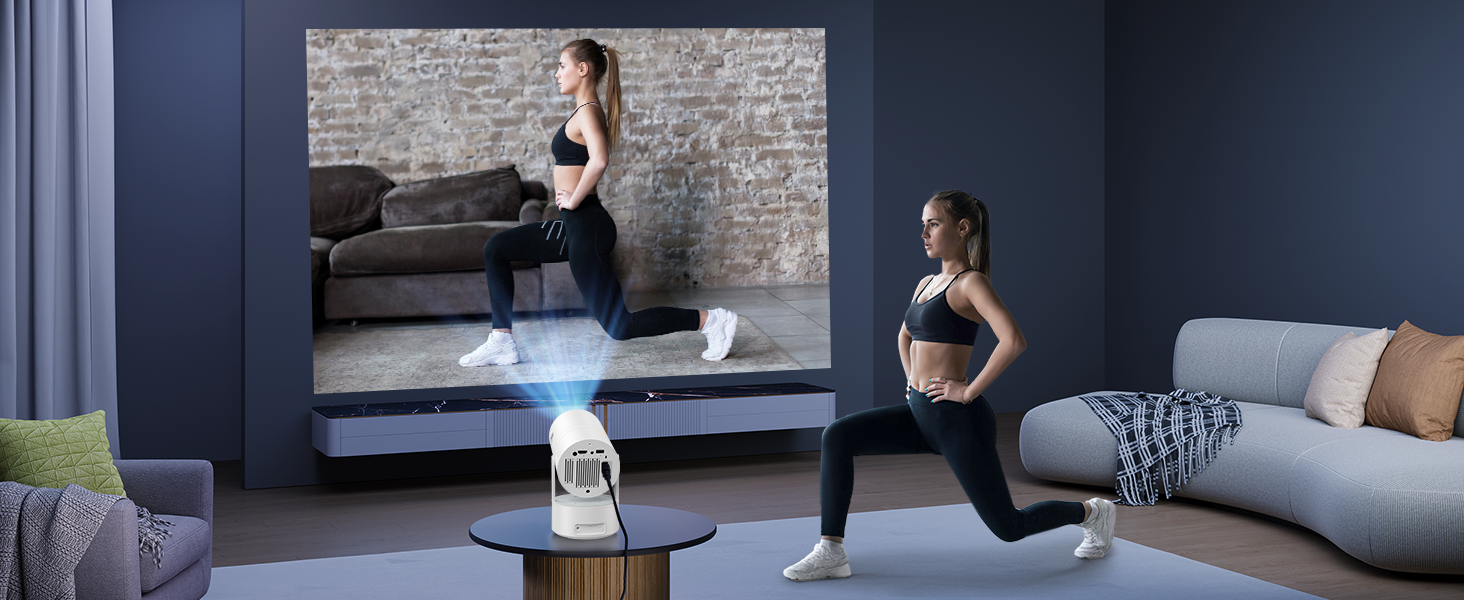 Aubor Mentech Mini Beamer 4K: Портативний проєктор для дому з Wi-Fi 6, BT 5.2 та Android OS, Auto Keystone, 180° та підтримкою HDMI.