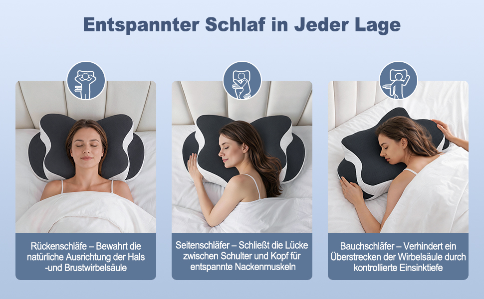 Ортопедична подушка з Memory Foam для сну на боці, спині та животі. Чорна, з дихаючим знімним чохлом