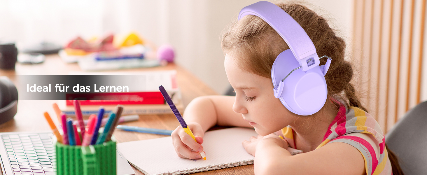 Навушники для дітей ProCase з шумозаглушенням, регульоване наголов'я, пасивні навушники, NRR 22 dB, для малюків, дітей, ліла