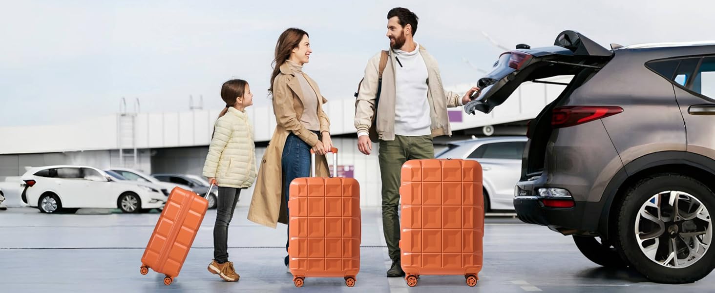 Валіза KONO середнього розміру на 4 колесах, 62x43x26 см, з TSA замком, ABS, помаранчевий