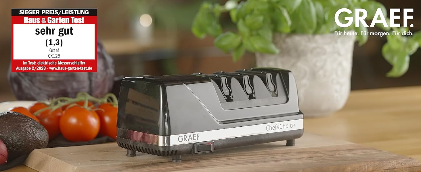 Точилка для ножів GRAEF CX125, кут заточування 15°, чорна