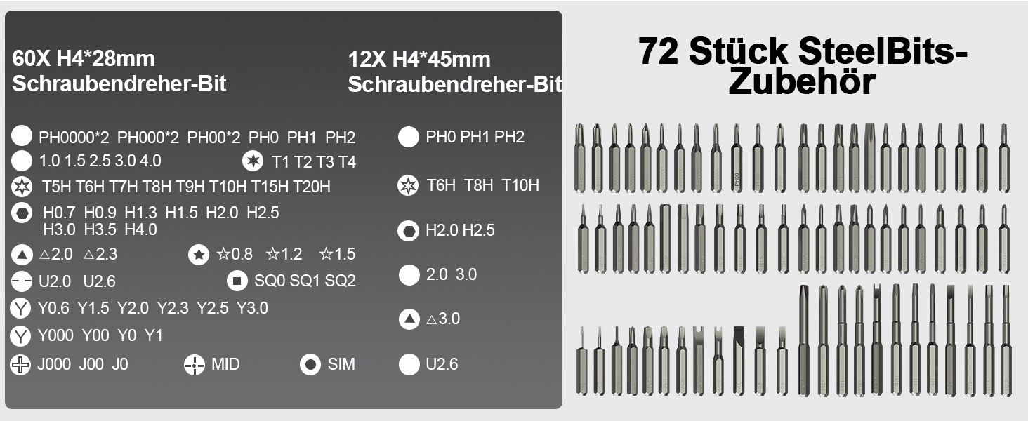 Набір мініатюрних електричних викруток MQFORU 78 в 1 з 72 бітами, 5 режимів крутного моменту, LED-підсвічуванням для ремонту телефонів, годинників, камер