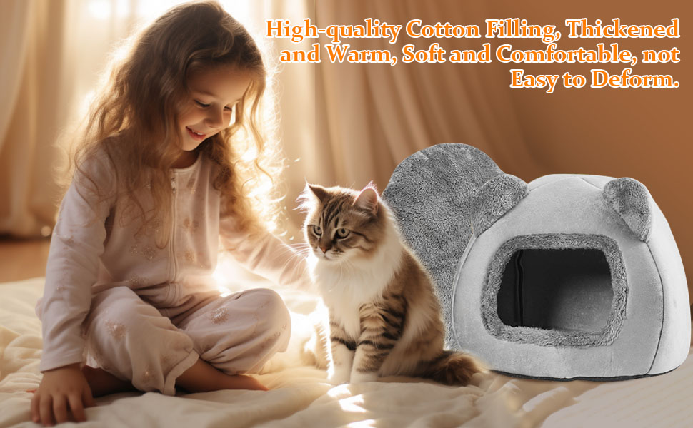 Кішка Будиночок-ліжко для котів, 40см, сірий. Миється, плюшевий, для котів, кроликів, собак та інших дрібних тварин
