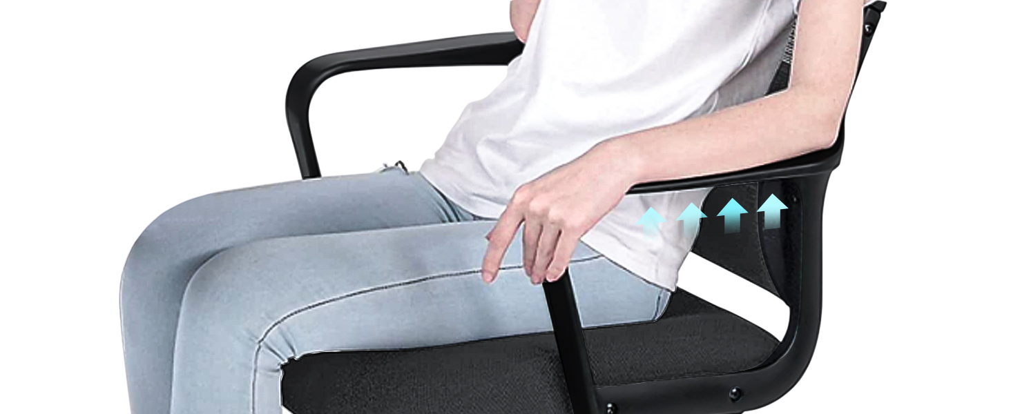 Ергономічне крісло для офісу з регульованою підголівником, крісло для робочого столу з широким сидінням, підтримкою попереку, офісне крісло 200 кг, сітчасте крісло, крісло для дому та офісу, комп'ютерне крісло EN 1335 (Чорний)