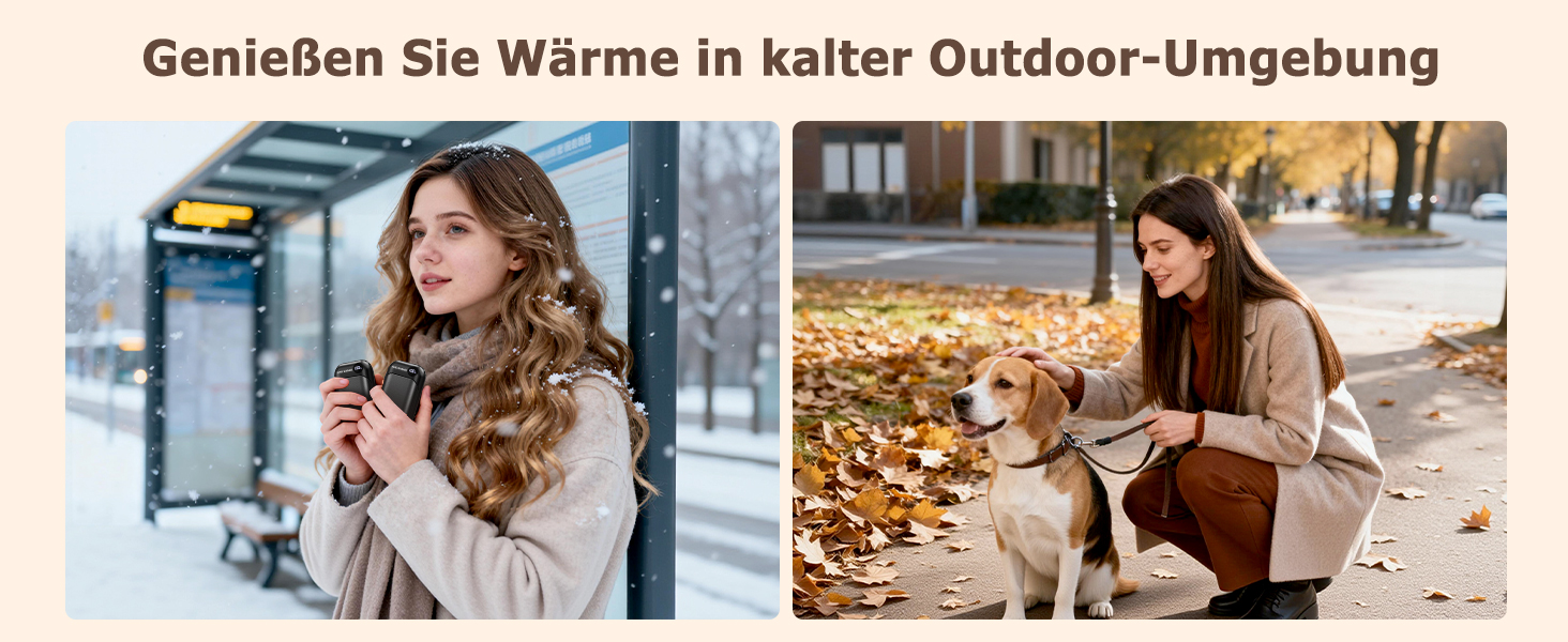 Електричний грілка для рук 2-в-1 з магнітом, 6000mAh, LED-дисплеєм, швидкий нагрів, до 9 годин роботи, для спорту, гольфу, кемпінгу, чорний