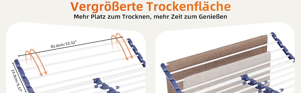 Складана сушарка для білизни KINGBOARD з подвійними крилами, біла, 57 x 162 x 86 см, стійка підставка з протиковзаючими ніжками для дому та вулиці