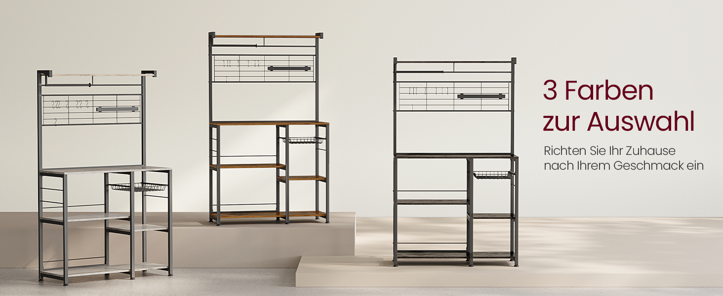 Стелаж кухонний VASAGLE KKS026B01, вінтажний, з магнітною смугою для ножів, кошиком та тримачем для рушників