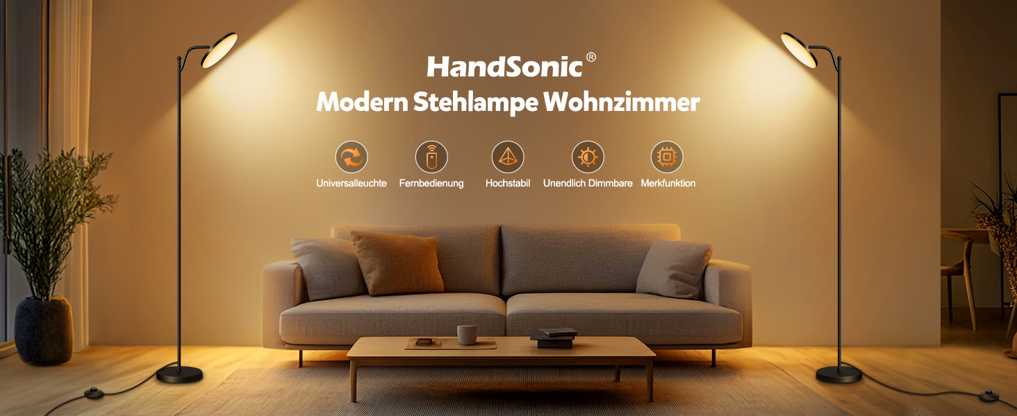 LED-стельовий світильник HANDSONIC 32W, 183 см, 3000 люмен, диммування, пам'ять, 2700K-6500K, таймер, пульт, для спальні, офісу, чорний