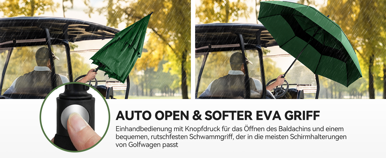 TECKNET Гольф-парасолька XXL, велика парасолька, штормостійка, автоматична, з EVA-ручкою, для жінок та чоловіків (зелена, діаметр 150 см)