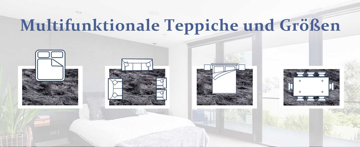 CHOSHOME: М'який килим для спальні/вітальні, сучасний, високий ворс, антиковзаюча підкладка, для дитячої кімнати, шэггі, 90x150 см, 200x290 см (темно-сірий)