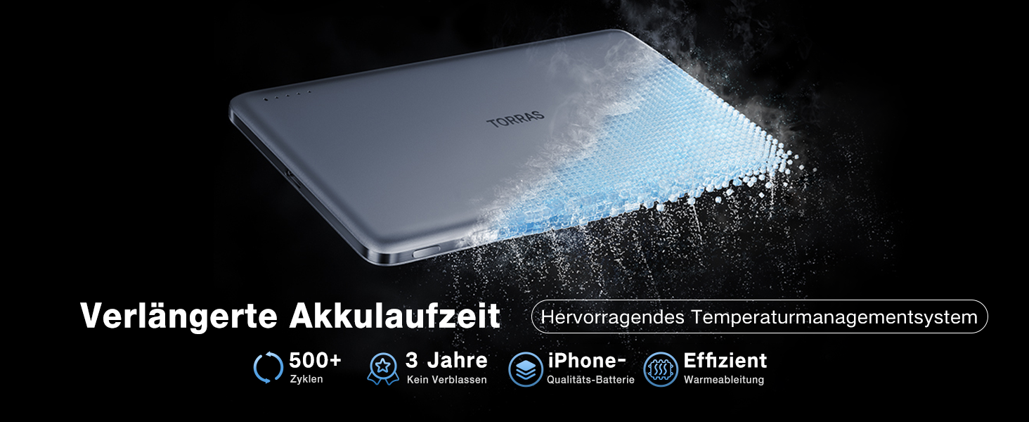 Портативний зарядний пристрій TORRAS MiniMag Qi2 з MagSafe, 10000mAh, сертифікований Qi2, магнітний, з кабелем USB-C 30W, бездротовий зарядний пристрій 15W для iPhone 17 Pro Max/Air/12-16, AirPods, сірий, титан