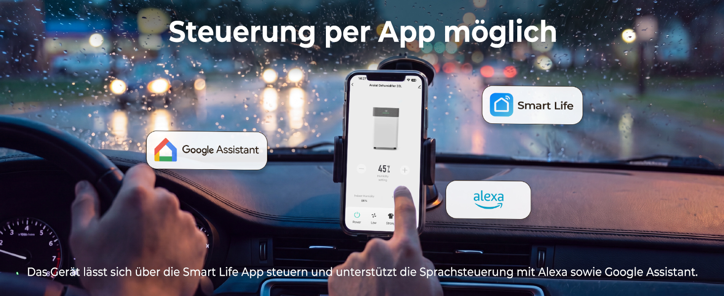 Осушувач повітря Airfish 30 л/добу, Smart WiFi, резервуар 5.5 л, авторозморожування, таймер на 24 години, 2 режими обдуву, для ванної, спальні та вітальні