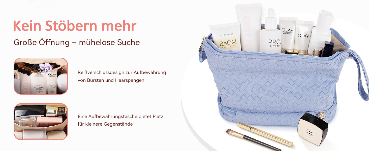 Косметичка для жінок велика водонепроникна з відділенням для пензлів, органайзер для макіяжу, косметичка для подорожей, велика косметичка з пензленицею (B-фіолетовий)